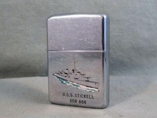 Rare 1961 Zippo Town & Country Lighter,  U.  S.  S.  Stickell Ddr 888,  Navy Destroyer