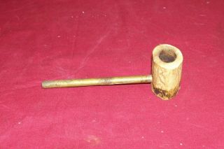 Old Deer Bone & Brass Reservation Tobacco Smoking Pipe Vintage Primitive Antique 2