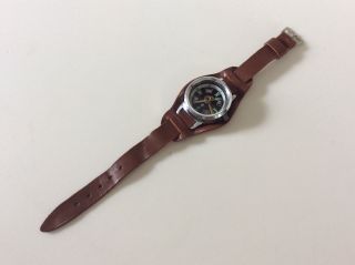 Vintage 1950’s Compass On Leather Wristband Japan Navigation
