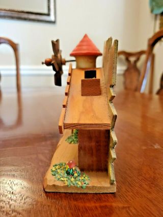 Vintage Wood Folk Art Weather House Indicator Chalet with Windmill Made in Italy 4