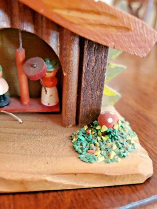 Vintage Wood Folk Art Weather House Indicator Chalet with Windmill Made in Italy 6