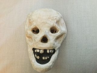 Antique Vintage Halloween Paper Mache Skull Light Cover Skeleton Decoration