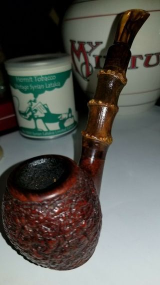 Gabrieli Usa Bethlehem Pa 5 Estate Pipe With Bamboo.  Rusticated Sitter