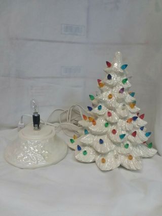 Vintage White Ceramic Holiday Lighted Christmas Tree 13 