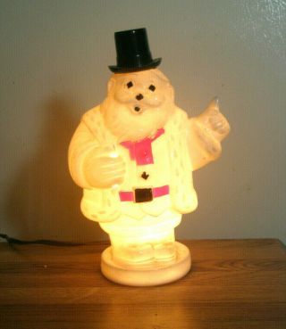 Vintage Christmas Santa Bank Harett - Gilmar Inc Lights Top Hat White Plastic
