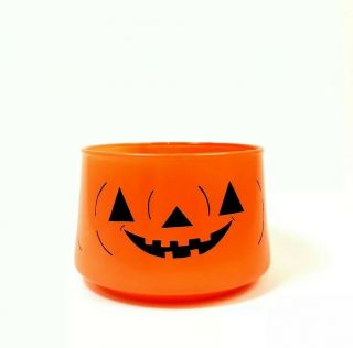 Indiana Glass Orange Halloween Pumpkin Jack O Lantern Candy Dish No Lid Euc