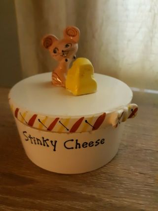 Vintage 1958 Howard Holt Merry Mice Stinky Cheese Container Pixieware Crock