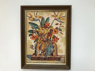 Vintage Paint By Number Pbn Tropical Asian Oriental (bust 2) Wall Art Framed