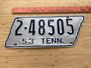 1953 Tennessee State Shape License Plate 2 - 48505 Shelby County Re - Painted
