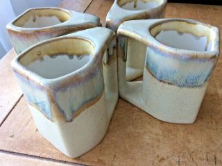 Set Of Four Rodolfo Padilla Drip Glaze Mugs,  Coffee Cups Vintage