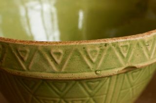ANTIQUE GREEN STONEWARE MIXING BOWLS MARKED U.  S.  A.  200 McCOY 8