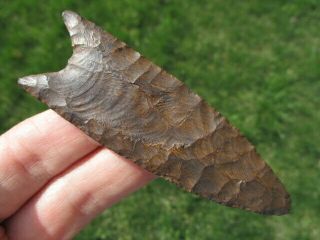 Authentic 3 1/2 " Paleo Clovis Found In Cowley Co.  Kansas