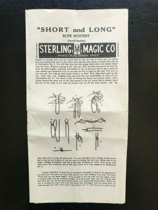Short And Long Rope Mystery By Harold Sterling / Sterling Magic Co.  - Vintage