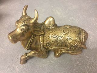 Nandi Bull Statue Vahana Of Hindu God Shiva Figurine Brass.  B83