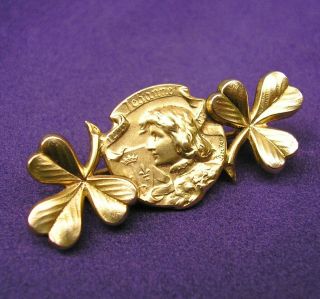 Antique French Joan of Arc Brooch signed Becker,  Gold Filled Pin Brooch by Fix 2