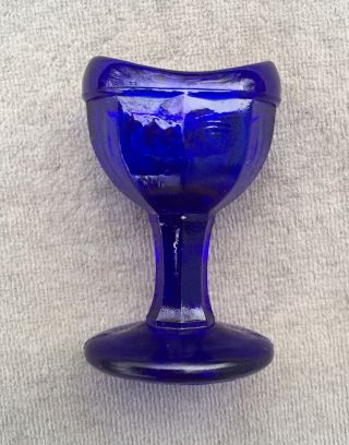 Vintage Eye Wash Cup Cobalt Blue Glass,  8 Panel Stamped M
