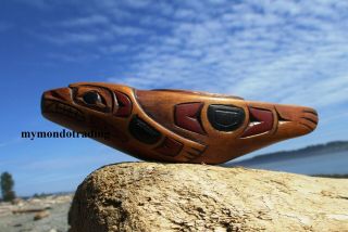 Northwest Coast First Nations Native Wooden Art Carved Sea Lion Potlatch Bowl
