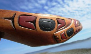 Northwest Coast First Nations native wooden art carved Sea Lion potlatch bowl 4