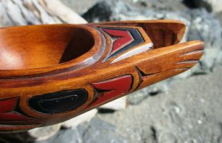 Northwest Coast First Nations native wooden art carved Sea Lion potlatch bowl 5