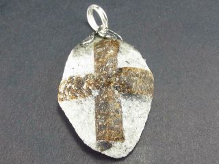 Staurolite Crystal Silver Pendant From Russia 1.  3 "