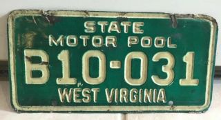 West Virginia License Plate State Motor Pool Rare White Green Only One On Ebay