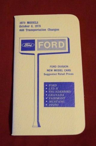 Ford,  1979,  Cars,  Dealership,  Salesman,  Aid,  Retail Prices Book,  Vintage,