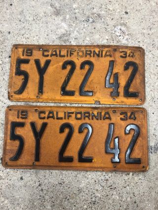 1934 California License Plate Pair,