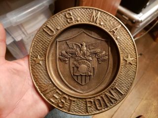 Antique Old Brass Ashtray Us Military Academy At West Point U.  S.  M.  A.  Honor Duty