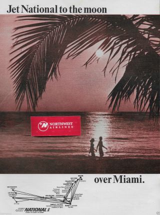 National Airlines 1962 Jet National To The Moon.  Over Miami Ad