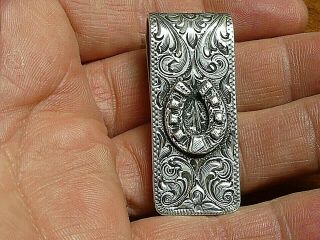 Western Sterling Silver Silver King Chatsworth Ca Hand Engraved Money Clip Wow