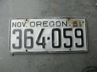 1951 51 Oregon Or License Plate Tag 364 - 059