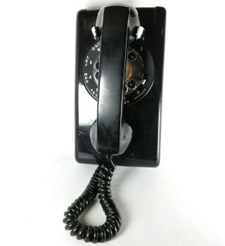 Vintage Stromberg Carlson Itt Black Rotary Dial Wall Hanging Telephone Usa