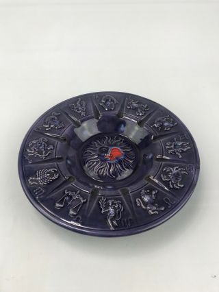 Large Vintage Retro Ceramic Ashtray Zodiac Astrological Horoscope Signs Handmade