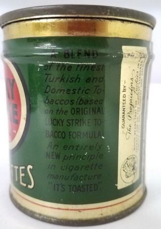 Vintage Advertising Lucky Strike 50 Ct 50 Count Tobacco Round Tin With Lid Z - 167 3