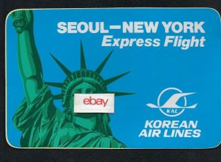 Korean Air Lines Seoul - York Express Flight Statue Liberty Art Baggage Label