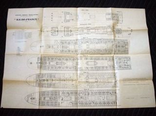 Cgt French Line Ss Ile De France Deck Plan 1928