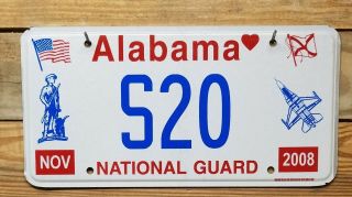 Alabama 2008 National Guard License Plate / Tag - S20 Flat