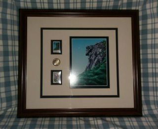 Vintage Usps Officially Licensed - N.  H.  " Old Man Of The Mountain " Items Framed