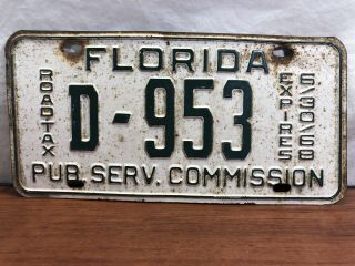 Vintage Antique Automobile 1968 Florida Public Service Commission License Plate