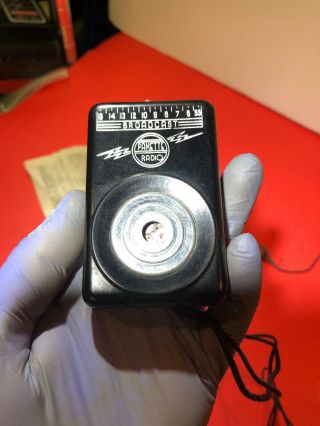 Antique Packette Pocket Transistor Crystal Radio Detector Bakelite Case 1940’s 3