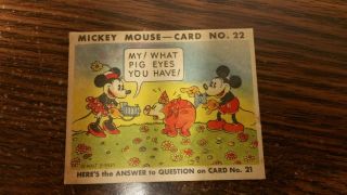 1935 Gum Inc Mickey Mouse R89 22 - Disney Card