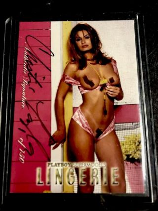 01/750 Playboy Christi Taylor 1999 Autograph 49 Lingerie (1st Card Signature)