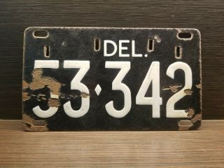 1941 Delaware Type 1 Porcelain License Plate