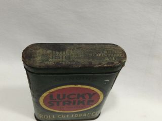 ANTIQUE 1910 LUCKY STRIKE ROLL CUT TOBACCO GREEN VERTICAL TOBACCO POCKET TIN 3