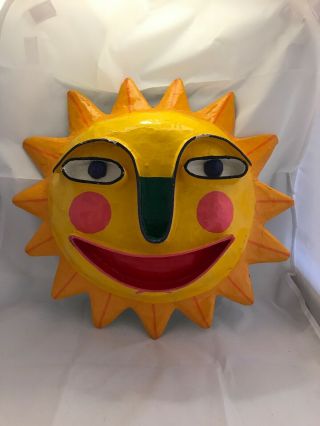 Gina Truex Paper Mache Sun Mask Signed