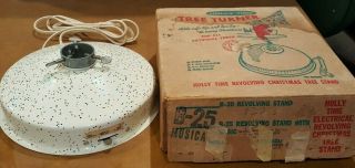 Vintage Holly Time Tree Turner Revolving Musical Christmas Tree Stand B - 25 Glitt