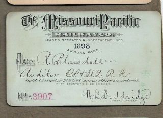 1898 The Missouri Pacific Railway Co Railway Pass
