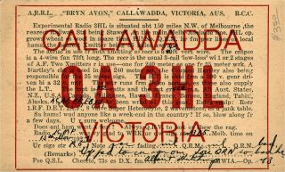 OA3HL Callawadda,  Victoria,  Australia 1927 Vintage Ham Radio QSL Card 2