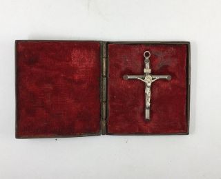 Antique Russian Solid Silver Icon Pendant Cross With Stavroteca Box Stamp : КФ