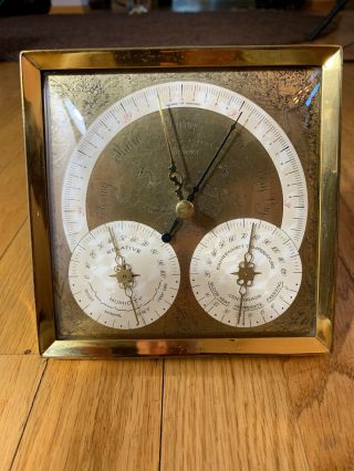 Beautifully Intricate Antique Wittnauer Brass Tabletop Weather Station Barometer
